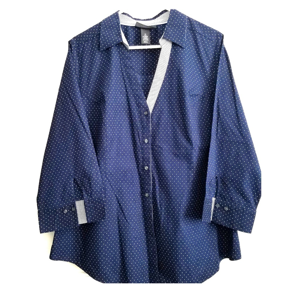 Lane Bryant Blue Polkadot Button Down